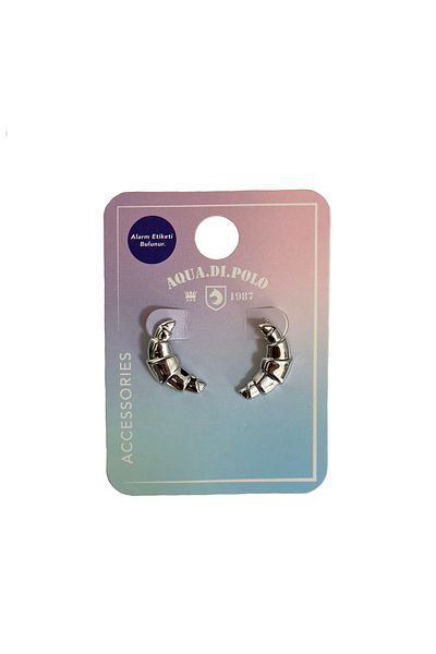 Aqua Di Polo 1987 Women's Silver Croissant Earrings