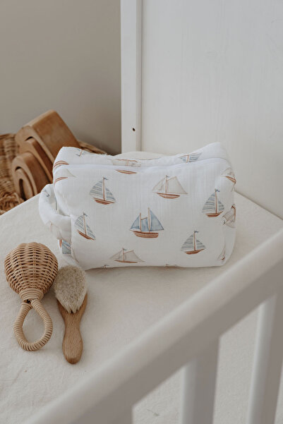 Tuğba Kuğu Muslin Care Bag - Pureline Series - Sail Boats