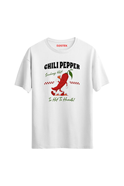 Eastek تي شيرت بتصميم مطبوع برقبة دائرية عادية للجنسين من Chili Pepper