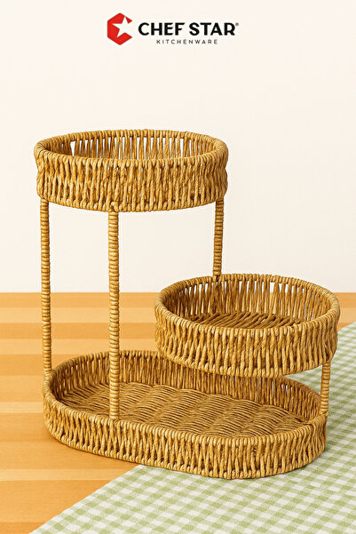 Chefstar 30*27CM 3 KATLI LÜKS HASIR GÖRÜNÜMLÜ DÜZENLEYİCİ