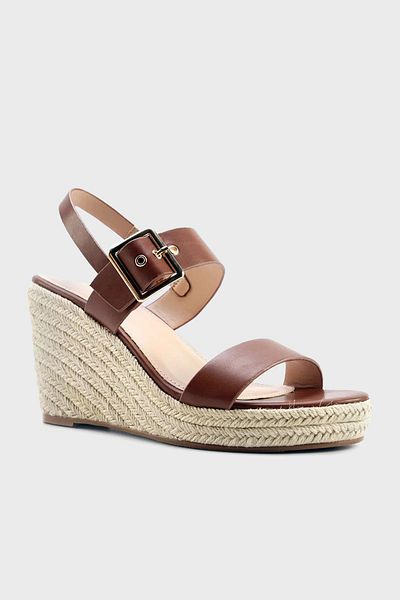 Nine West Double Strap Straw Wedge Heeled Shoes Shoes Oprah 5Fx