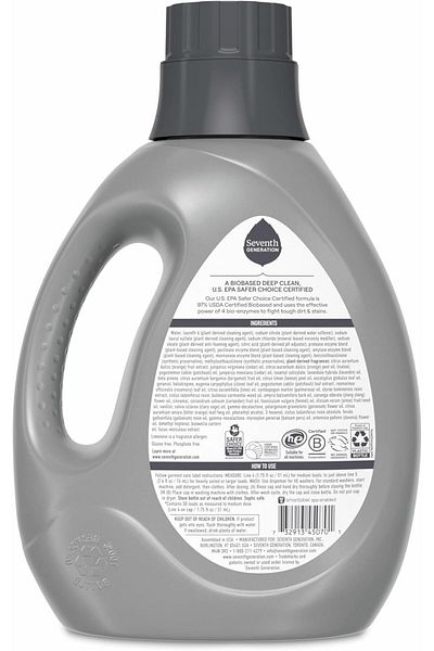 Seventh Generation Liquid Laundry Detergent, Clean Scent, 50 Loads, Power+ Fights Stains & 6X Cleaning Agents, 2.5L