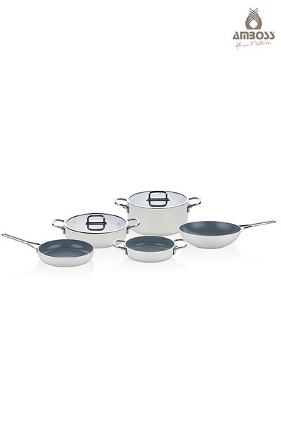 Amboss Sera Nova Mix 7 Piece Ceramic Pot Pan Set – White