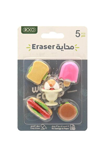 Roco ممحاة مطاطية بتصميم طعام - ألوان متنوعة (ساندويتش، مصاصة، آيس كريم، هوت دوج، وخبز)