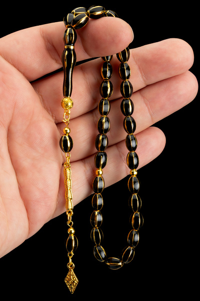 EHİNOS Altın Siyah Özel Tasarım Metal Tesbih