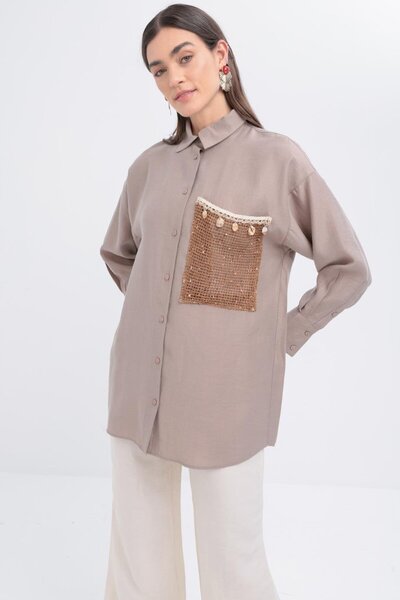 ALLDAY Mink-Mesh Garnished Shirt