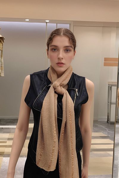 onliecraft Bürümcük Shawl 🧣   Scarf Beige Color