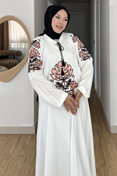 SaklıButik Φόρεμα Nefha Μεγάλο Κεντημένο Φόρεμα με Φούντες SK-8534