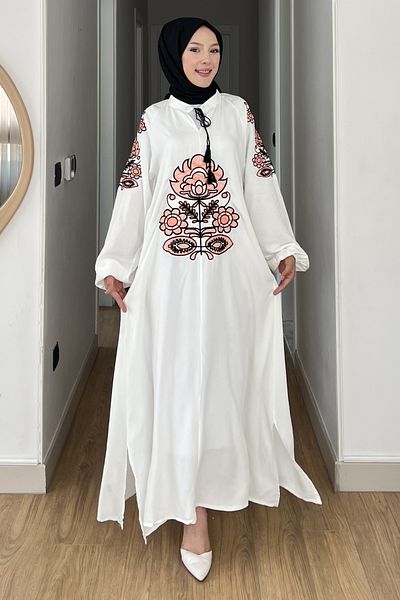 Saklı Butik Nefha Large Embroidery Tassel Dress Sk-8534