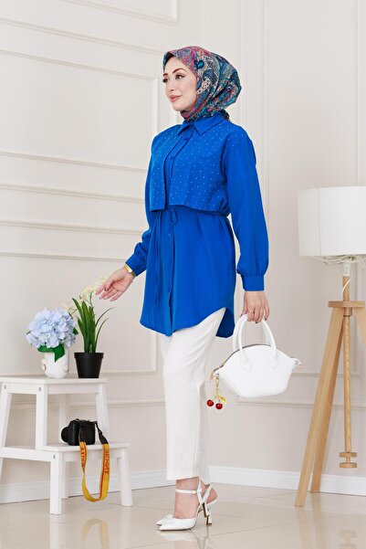 Sevitli Tunica Allerli Stone cu șireturi în talie-Albastru