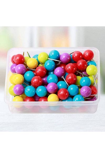 Ecada Ball Head Pins, Plastic Material, 100 Pieces/Set, 17 mm, Multicolor