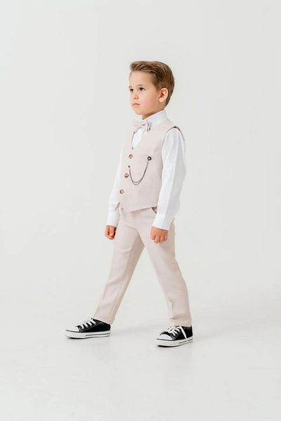 Zaziko Kids Boys Slim Fit Suit with Vest – 4 Pieces (Vest, Pants, Shirt, Bowtie) Te.7026