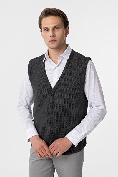 SÜVARİ Regular Fit Quilted Patterned V-Neck Vest