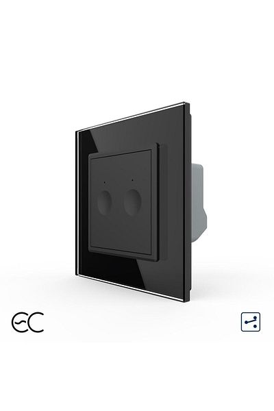 Livolo Intrerupator Dublu Cap Scara / Cruce cu Touch LIVOLO cu Rama din Sticla - Protocol Zigbee EC (Negru)