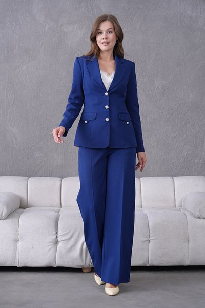 nodilife Women's Suit with Pocket Button Accessories Navy Blue