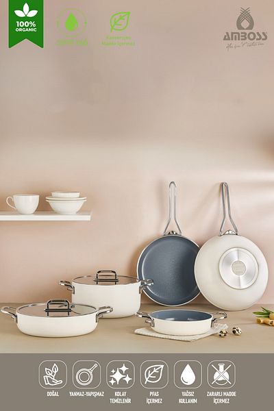 Amboss Sera Nova Mix 7 Piece Ceramic Pot Pan Set – White