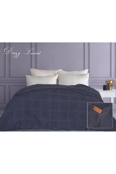 Dantela Denzy Waffle Bedspread - Navy Blue