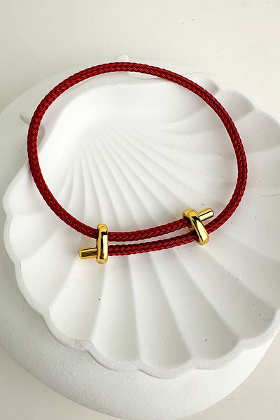 Modex Colorful Knitted Rope Steel Plate Detail Adjustable Bracelet