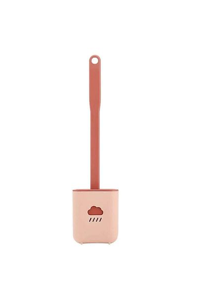 OEM Perie de toaletă din silicon cu cap flexibil, design nor, roșu pastel/portocaliu