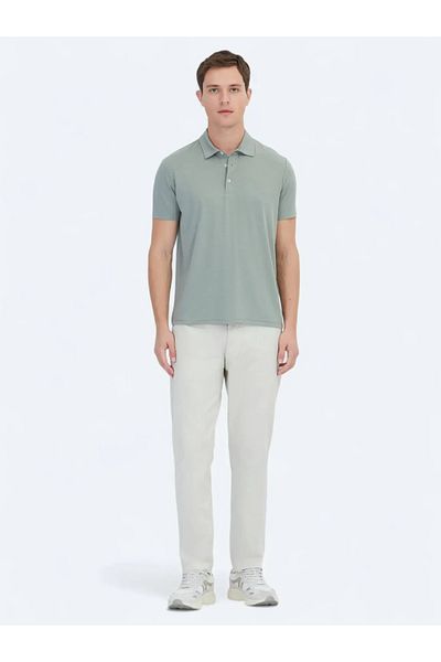 Kip Khaki Plain Eco-Friendly Polo Neck T-Shirt