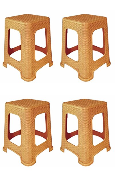 regnum plastik (4 Adet ) A+KALİTE Rattan Tabure Renk Kodu (TEAK)