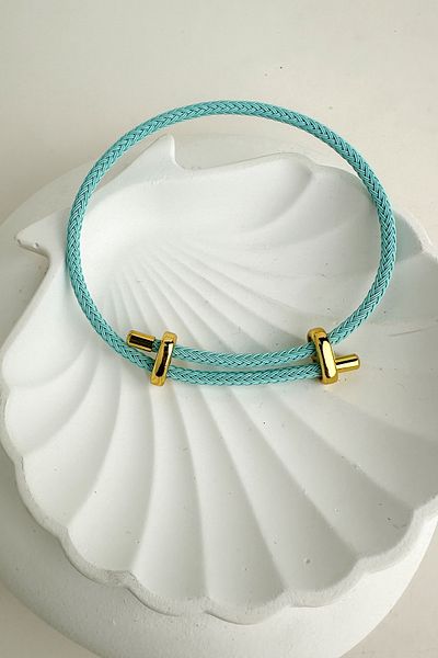 Modex Colorful Knitted Rope Steel Plate Detail Adjustable Bracelet