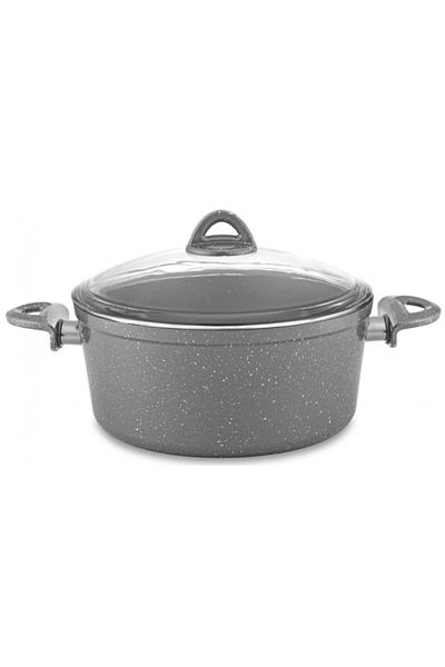 Hascevher Pot with lid HASCEVHER GRANITE ROSY 24x11cm gray color