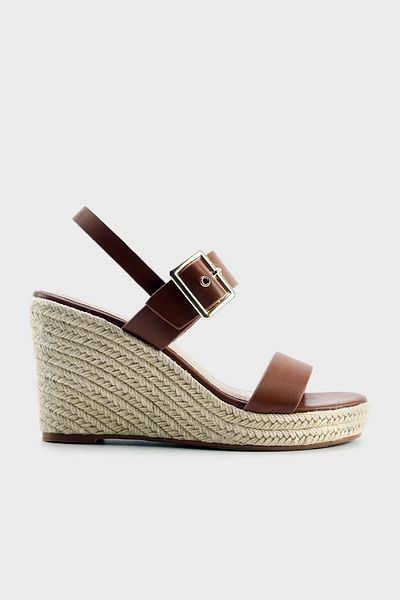 Nine West Double Strap Straw Wedge Heeled Shoes Shoes Oprah 5Fx