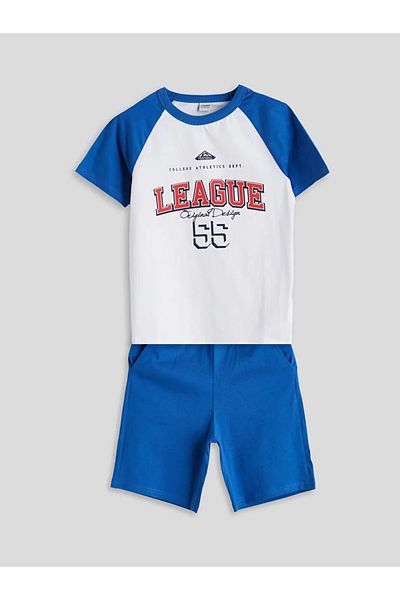 LC Waikiki Lcw Kids White Crew Neck Boys T-Shirt & Shorts