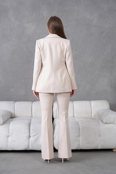 nodilife Women's Suit with Sleeve Accessories and Flared Trousers Beige