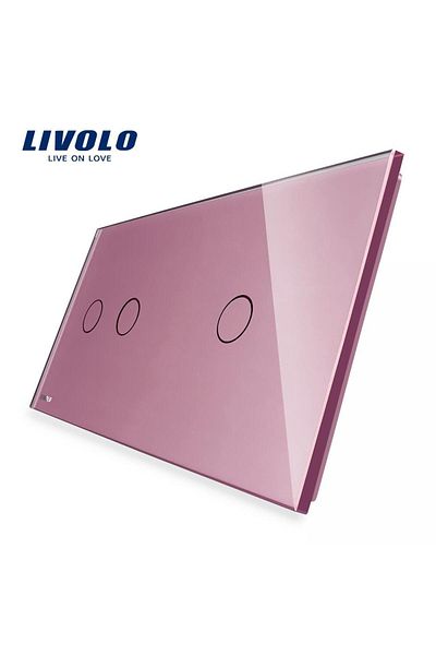 Livolo Livolo double + single glass touch switch panel (Pink)