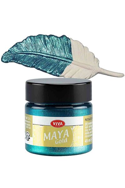 Viva Decor Vopsea acrilică metalică lucioasă Maya-Gold VIVA DECOR, 45ml Albastru turcoaz