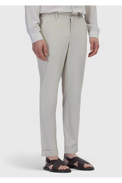 Ramsey Μπεζ ίσιο υφαντό παντελόνι Jogging Fit Casual