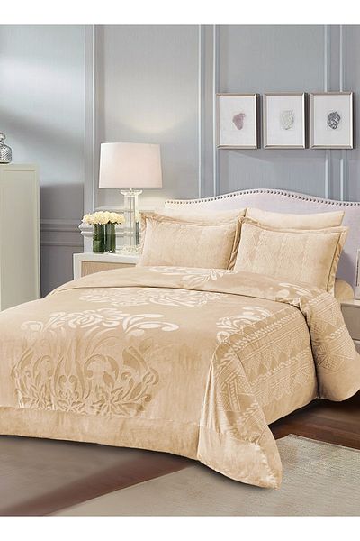 Master Home Textile Velvet Comforter Sets, 7 Pcs King Size, Fits 200 x 200 cm Double Size Bed, With Removable Filling