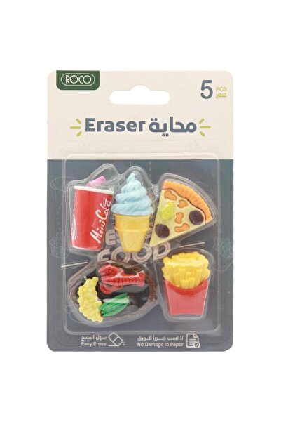 Roco Food Design Rubber Erasers – Assorted Styles (Pizza, Ice Cream, Fries, C...