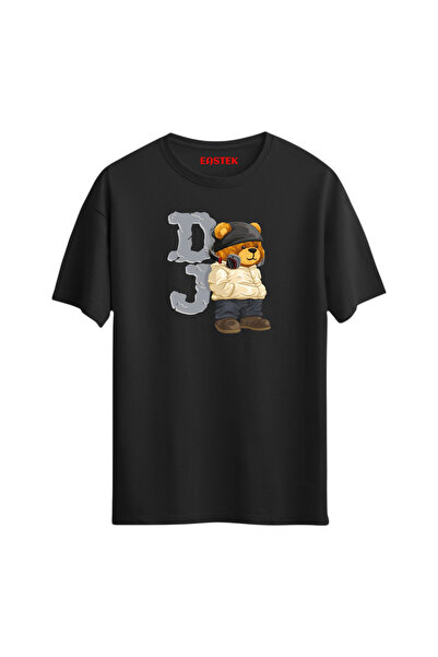 Eastek Tricou unisex cu guler rotund DJ Regular, cu design imprimat