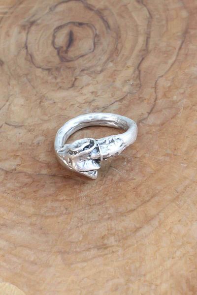 Clariss Goat Figured Silver Color Adjustable Men's Ring