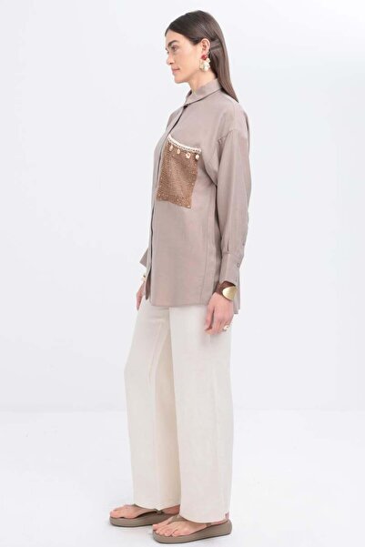 ALLDAY Mink-Mesh Garnished Shirt