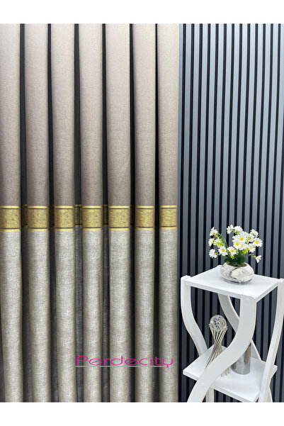 PERDECITY Κουρτίνα φόντου με μινκ με ζώνη ηλιού χρυσό 1x3 συμπίεση [μονό φτερό] κατάλληλο για κάθε δωμάτιο