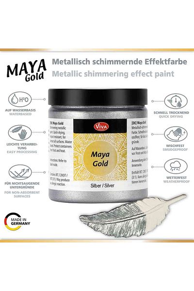 Viva Decor Maya-Gold VIVA DECOR glossy acrylic metallic paint, 250ml Silver