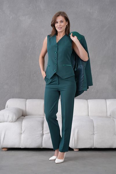 nodilife Triple Women's Suit with 2 Buttons Jacket Vest Green