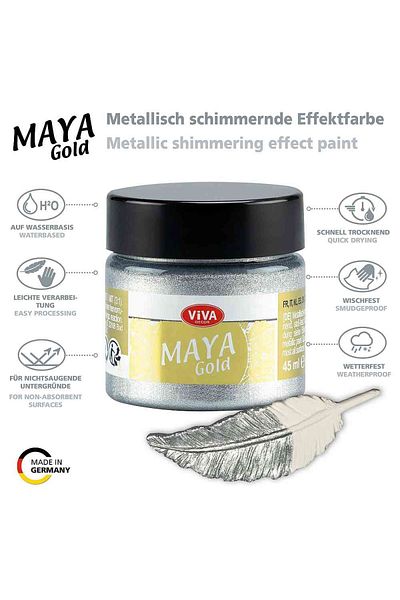 Viva Decor Maya-Gold VIVA DECOR glossy acrylic metallic paint, 45ml Silver