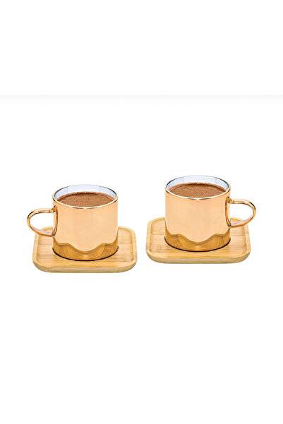 Dore Always Premium Rose Gold Coffee Cup,Borosilicate Cup Set 2 Person 4 Pieces