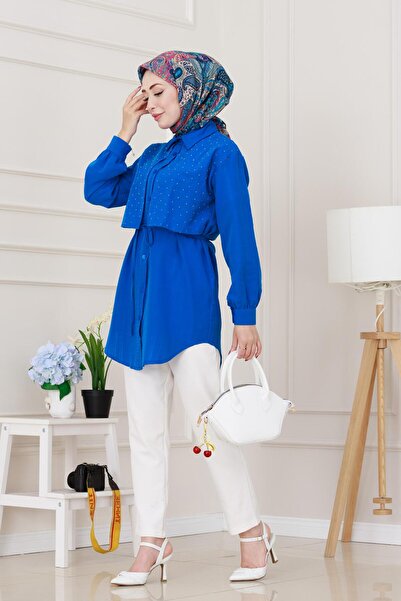 Sevitli Tunica Allerli Stone cu șireturi în talie-Albastru