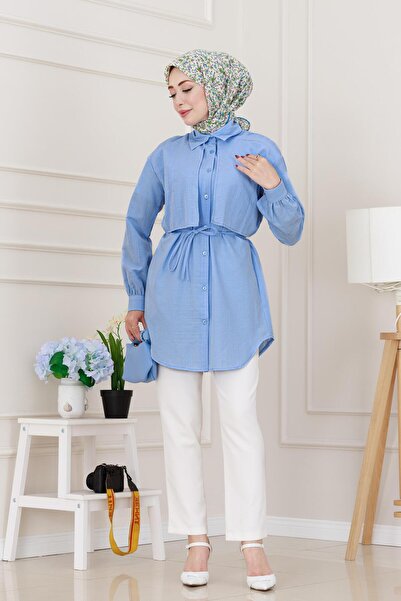 Sevitli Tunica Allerli Stone cu șireturi în talie - albastru bebeluș