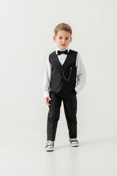Zaziko Kids Boys Slim Fit Suit with Vest – 4 Pieces (Vest, Pants, Shirt, Bowtie) Te.7026