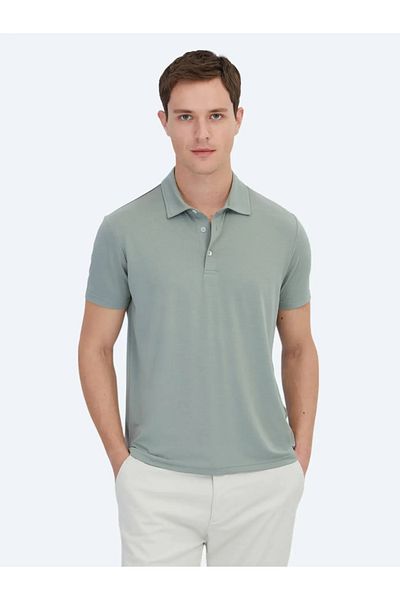 Kip Khaki Plain Eco-Friendly Polo Neck T-Shirt