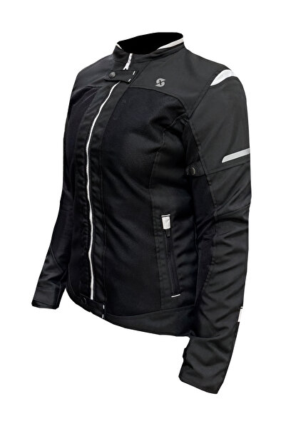 Xspeed Luna Yazlık Fileli Korumalı Kadın Motosiklet Montu Yeni Sezon Siyah Beyaz