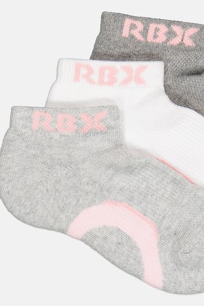 RBX Toddlers Girl 3 Pairs Brand Logo Ankle Socks, Multicolor