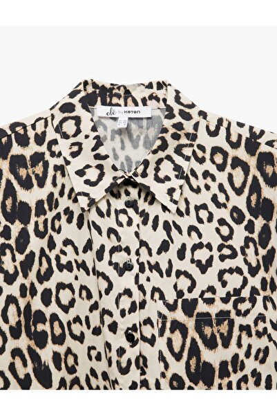 Koton Leopard Patterned Long Sleeve Pocket Detailed Shirt